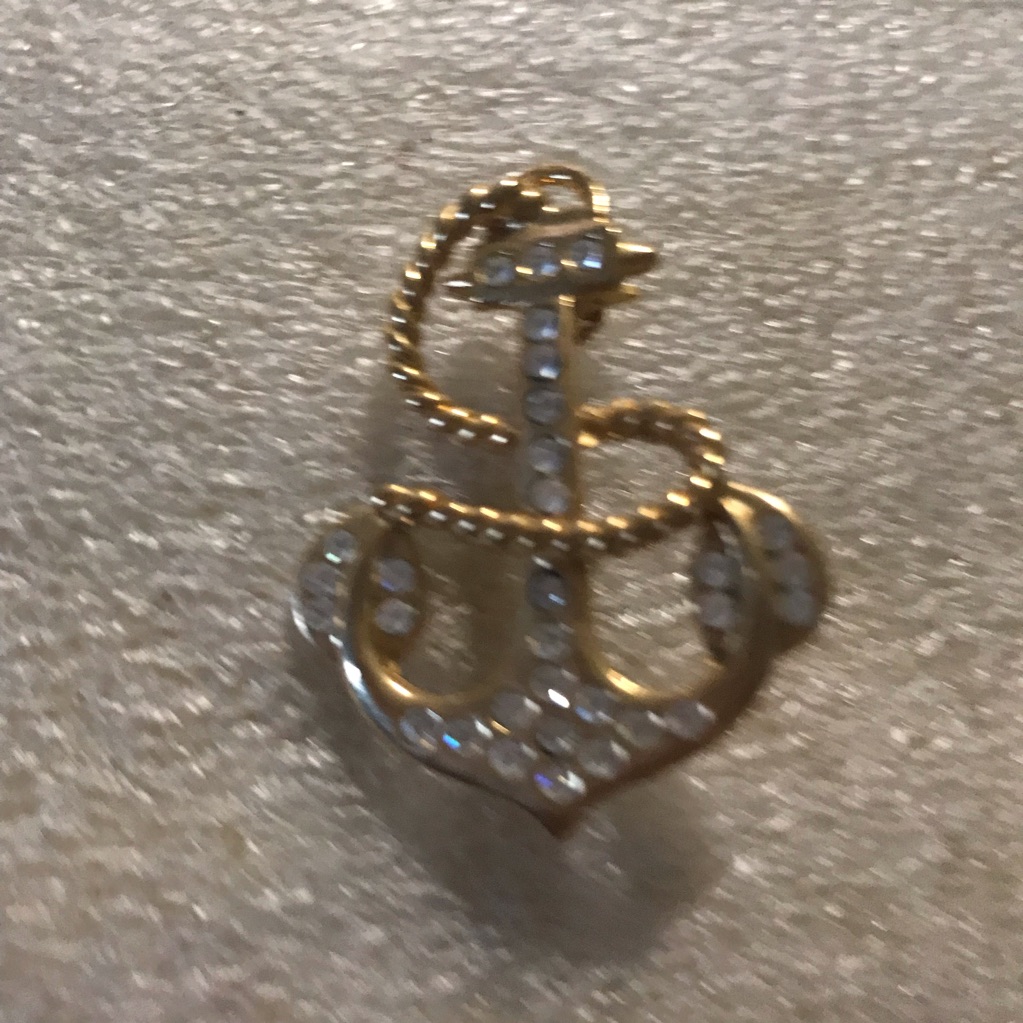 Elegant Gold Anchor Brooch